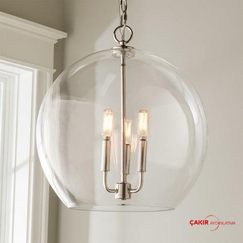 Люстра из прозрачного сферического стекла