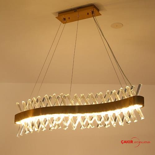 LED Dalga Tasarım Uzun Kristal Avize