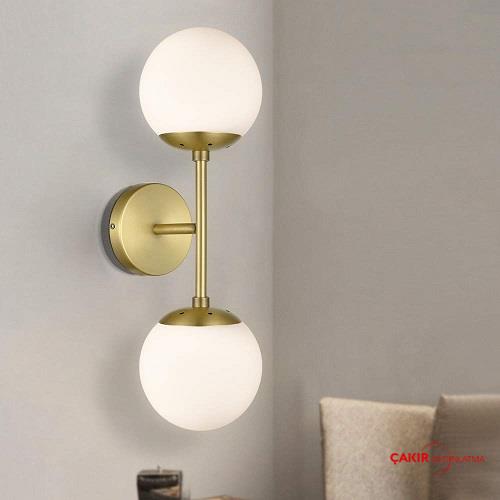 Light Society L-S268 Tesler 2 Küre Cam Pirinç Aplik