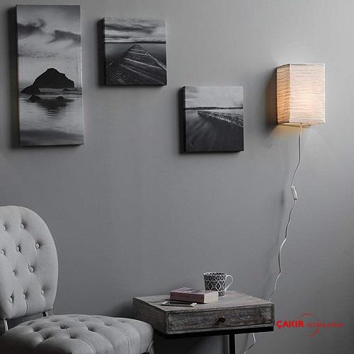 Wallniture Rice Kağıt Görünümlü Modern Beyaz Aplik