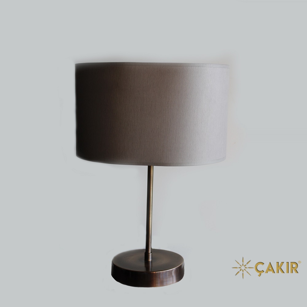 Eskitme Açık Kahve Elips Abajurlu Masa Lambası