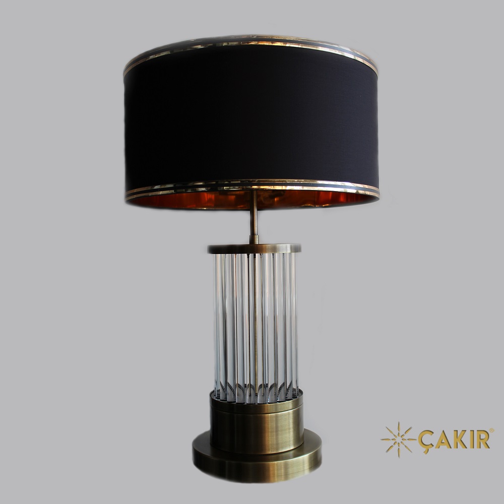 Sıralı Cam Borulu ve Eskitme Ayaklı Masa Lambası