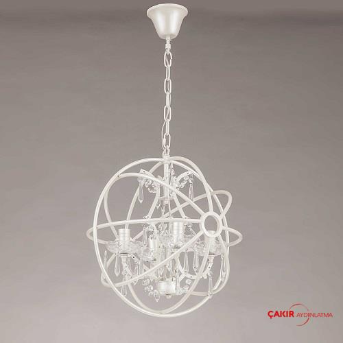 Teresa Beyaz Pirinç İşlemeli Modern Avize