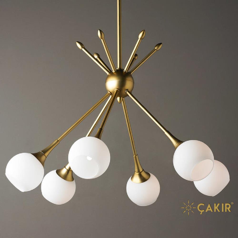 Golden DE 6lı Mızrak Detaylı Gold Avize