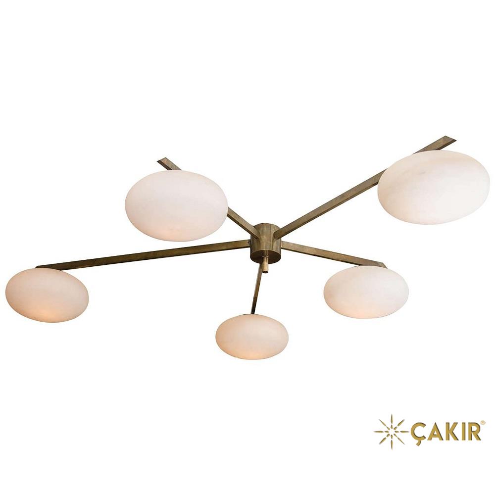 Carlyle Collective 5 Kollu Modern Süt Beyaz-Eskitme Elips Avize