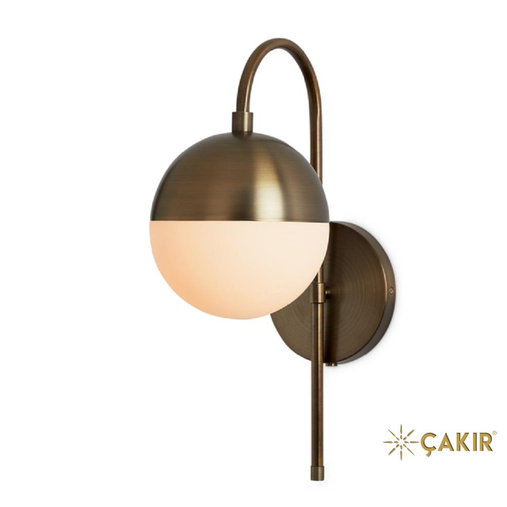 Powell LED Beyaz Küre Duvar Apliği - Bronz