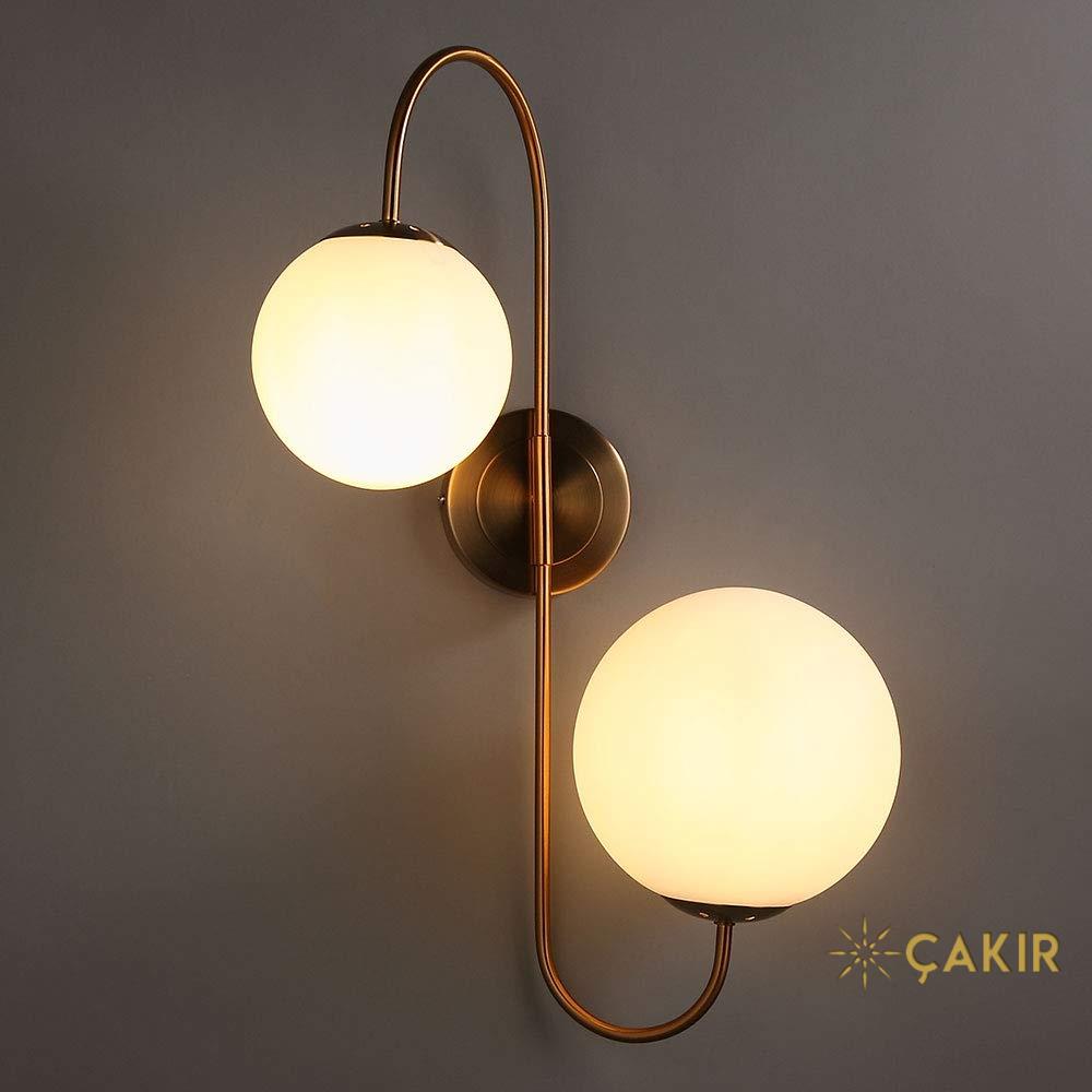 KunMai Modern Süt Beyaz Ball Camlı Modern İkili Aplik