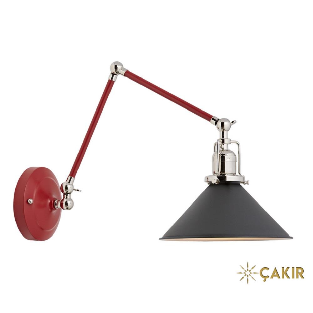 Imbrie Ayarlanabilir Kırmızı Kollu Füme Konik Kafa Modern Aplik