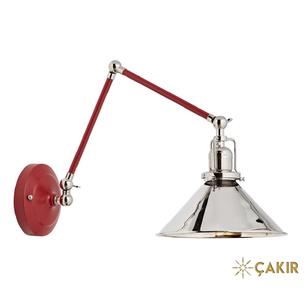 Imbrie Ayarlanabilir Kırmızı Kollu Krom Konik Kafa Modern Aplik