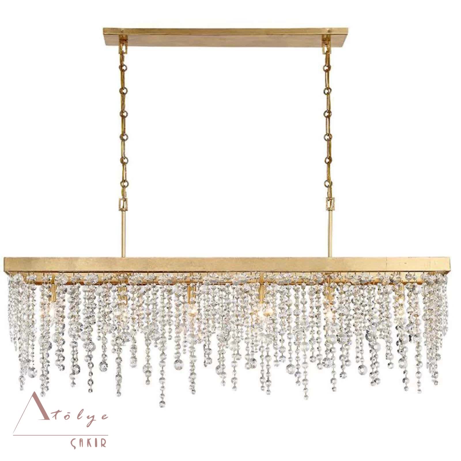 Cascading Kristal Taşlı Gökyüzü Avize