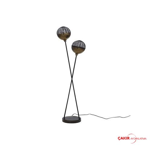 Brass-footed ceiling-mounted floor lamp