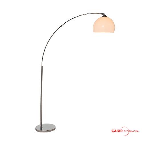Staff Floor Lamp with Nickel Legs and Glass Head