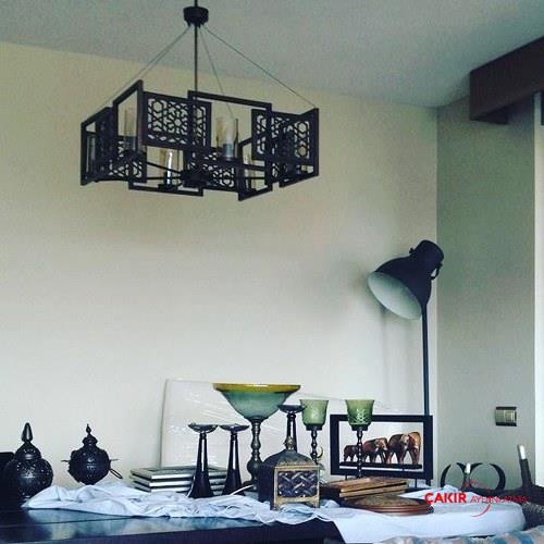 XF Denier Siyah Cam Silindir Kafesli Avize