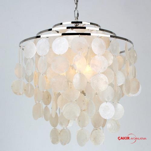 Capiz Yaprak Detaylı Krom Avize