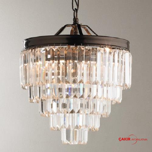 Prism Faceted Style Yuvarlak Modern Kristal Mini Avize