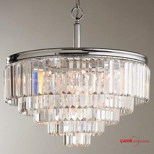 Prism Faceted Style Krom Detaylı Modern Kristal Avize