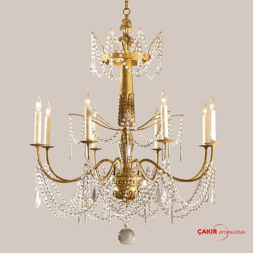 Paul Ferrante White Embroidered Modern Chandelier