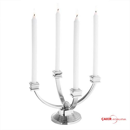 Bonnet Design Candlestick Silver Şamdan